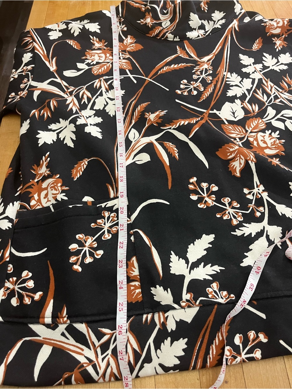 Columbia Black Botanical Leaf Print Cowl Funnel Neck Pullover 2X - Picture 10 of 12